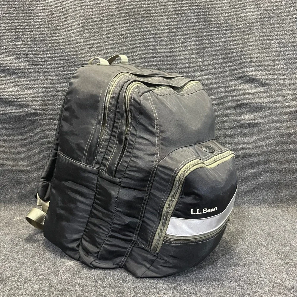 L.L. Bean 0YP70 Quad Pack Backpack Black Reflective Large Model 296963 Daypack